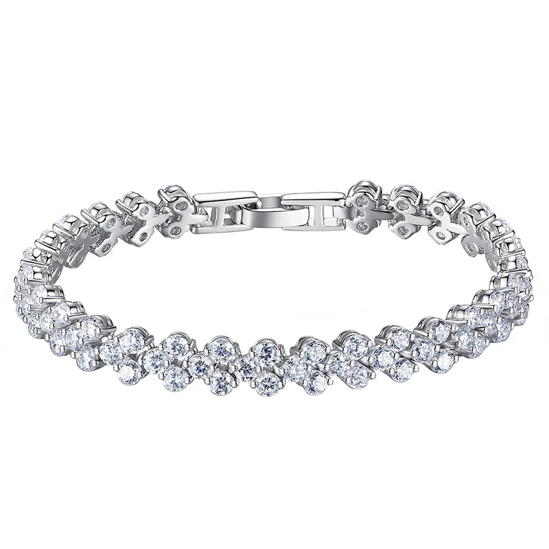 White Gold Roman Lab Moissanite Diamond Bracelet
