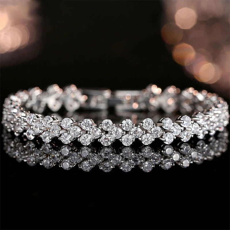 White Gold Roman Lab Moissanite Diamond Bracelet