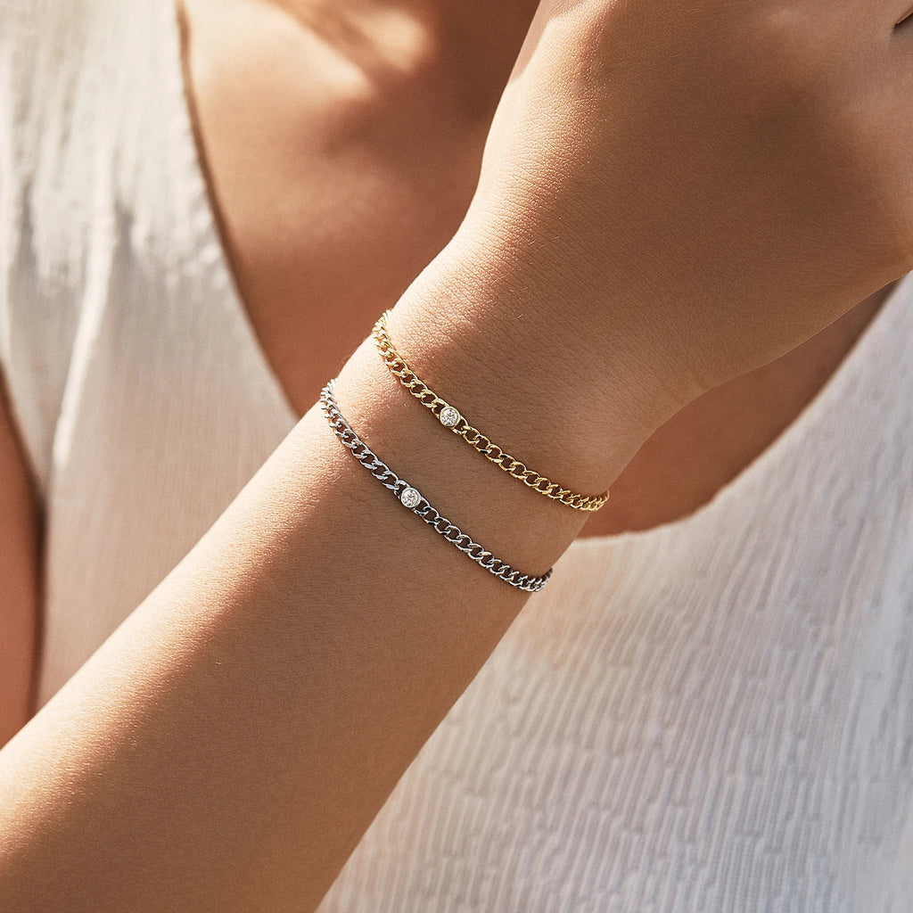 MODIAN 925 Sterling Silver Moissanite Link Chain Bracelet