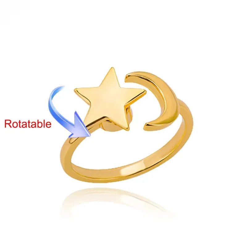 Rotating Sun Opal Ring for Women