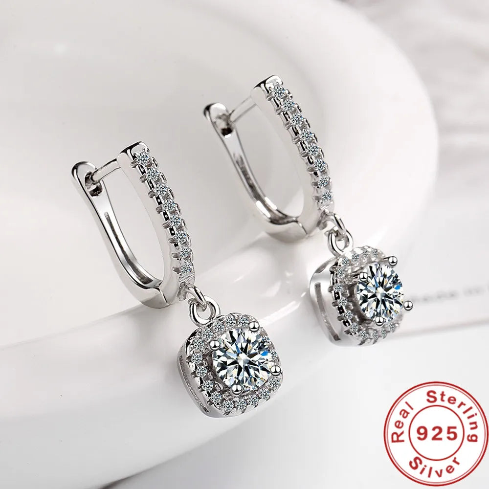 Moissanite Hoop Earrings – 925 Silver